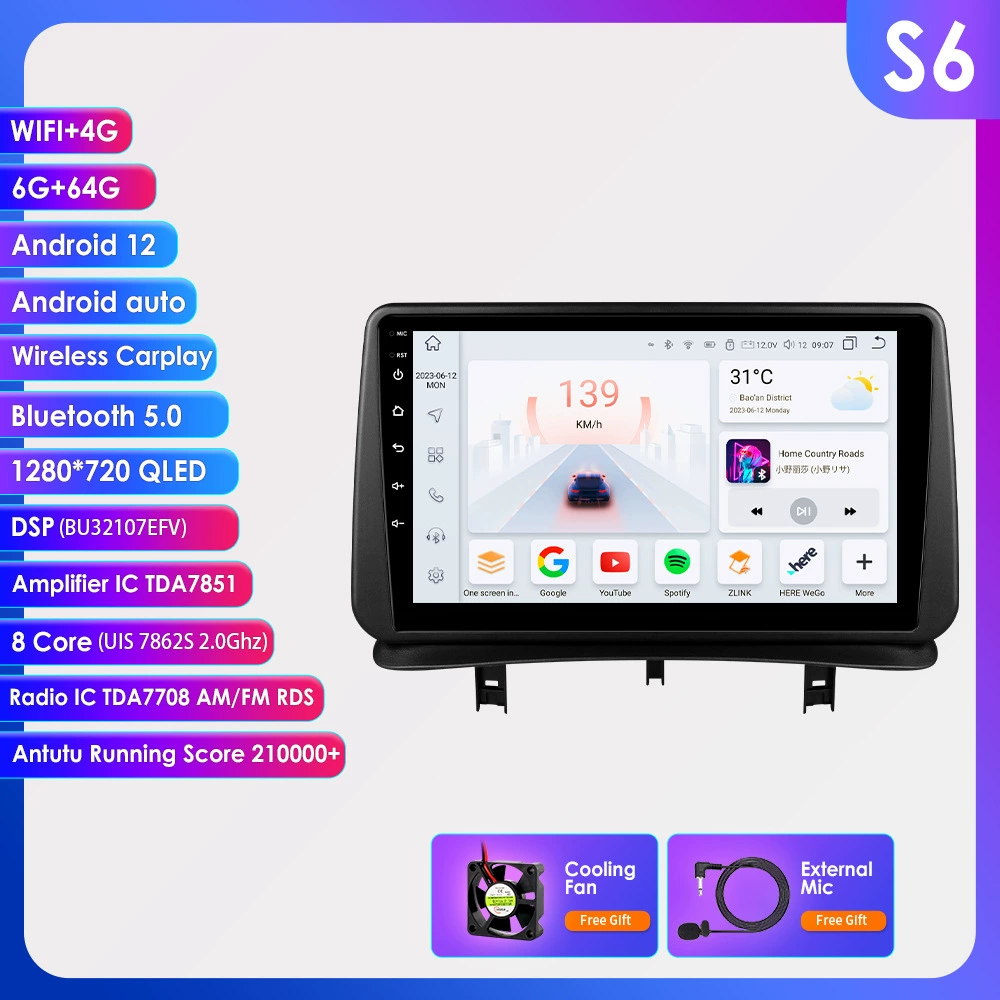 Кроссбордные товары 9 дюймов, подходит для 05-14 Renault Clio 3 Android GPS навигатор с большим экраном