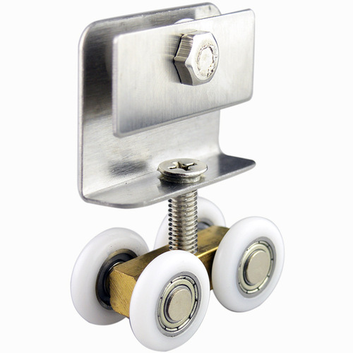 Shower Room Slider Glass Door Hoist Wheel Old Style Bathroom Shower Sliding Door Roller Bathroom Copper Four-Wheel Accessories