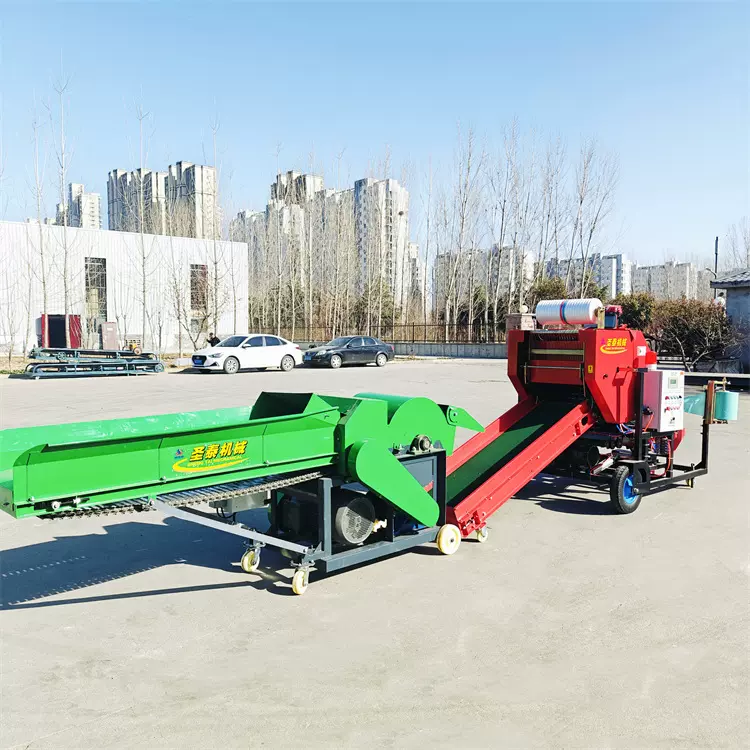 全自动55型打捆包膜机 青黄储饲料裹包机 牛羊养殖饲草打包机