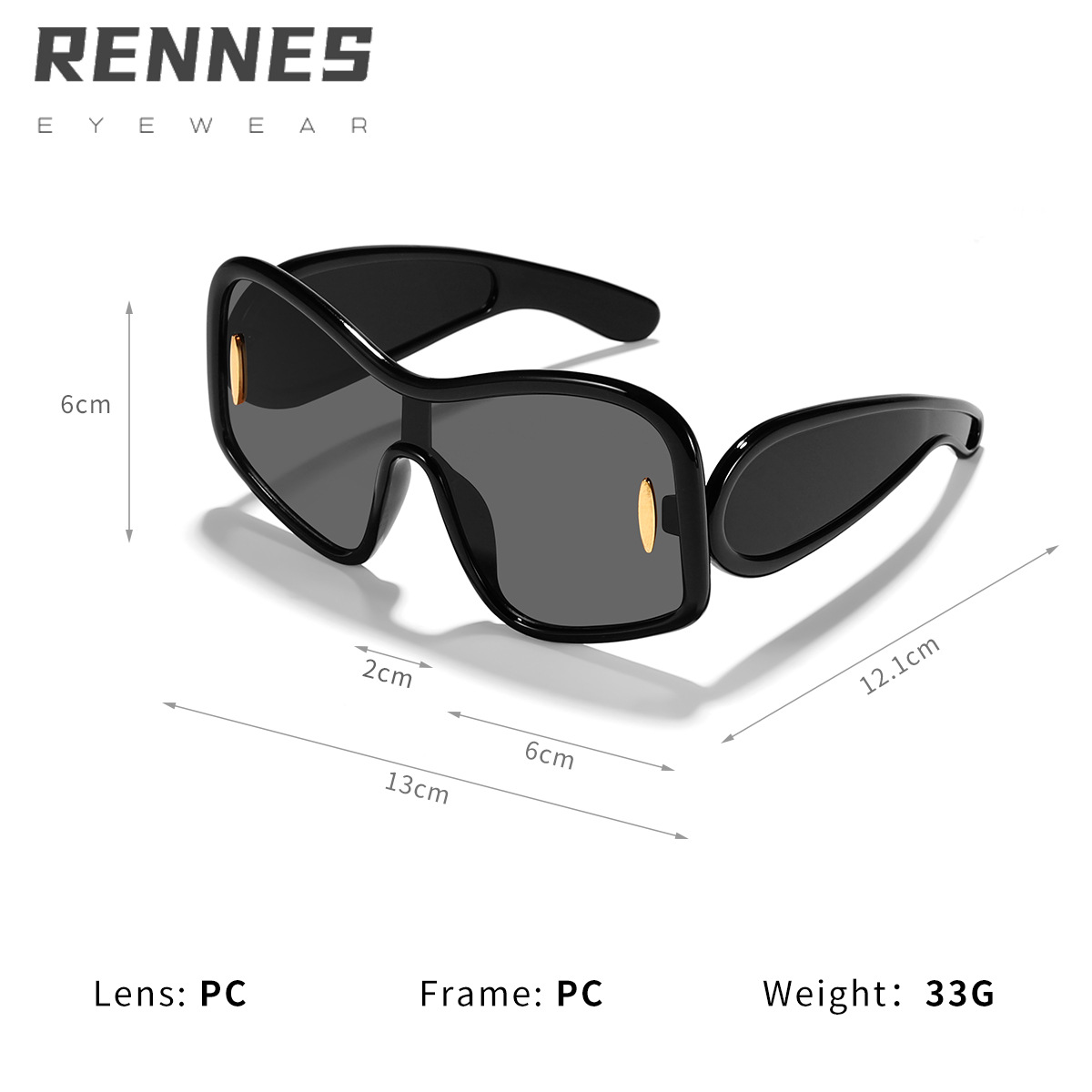 Nueva película todo en uno Y2K para niños, marco generoso, calle hip-hop, gafas de sol al aire libre, gafas de sol con sentido de la tecnología del futuro