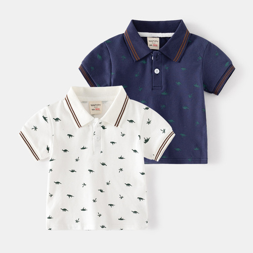Children's short-sleeved T-shirts, fashionable children's clothing, summer  boys' short-sleeved polo shirts, trendy baby slim-fitting tops