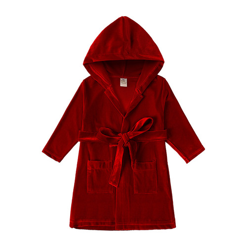 New children's bathrobe gold velvet home clothes for boys and girls autumn and winter children's nightgown wholesale agent
