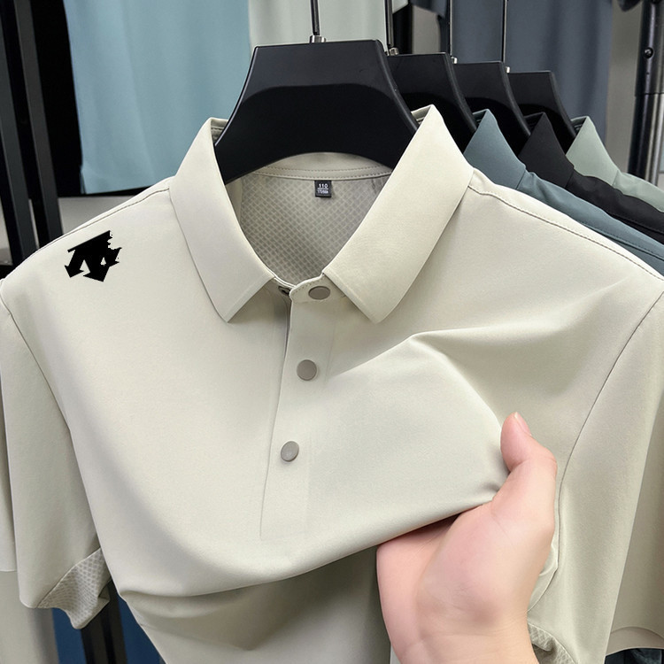 迪家同款品质无痕冰丝速干短袖t恤polo衫男士夏季商务休闲上衣男|undefined