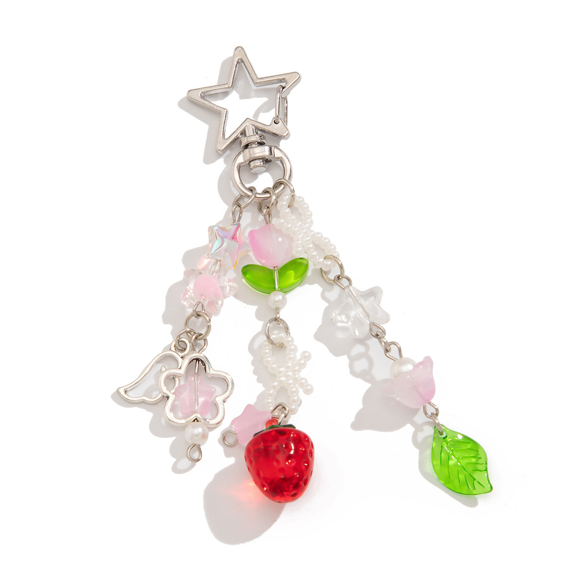 12g Weight Bag Pendant, Keychain Classification 1 Piece Quantity Daily Occasion Alloy Material Fruit, Strawberry Pattern Women's Gender Cute, Pastoral Style Cute Pastoral Fruit Strawberry Arylic Alloy Women's Bag Pendant Keychain 4