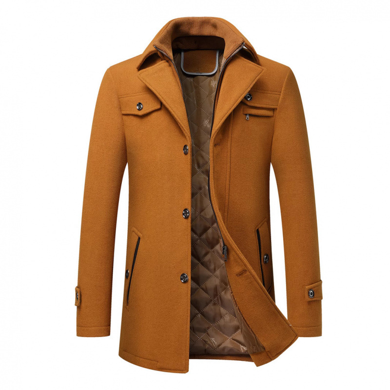 2023 크로스보더 아마존 신상 중년 남성 두꺼운 아빠 코트 재킷 신사 중간 길이