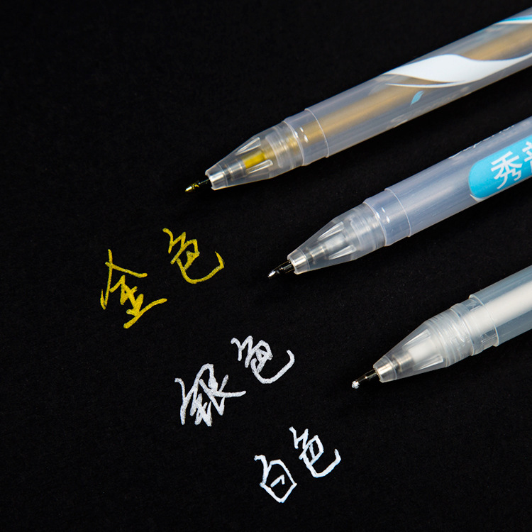 Xiupu pluma de alto brillo arte pintura cepillo blanco marcador pintura pluma pintada a mano gancho pluma diy creativo