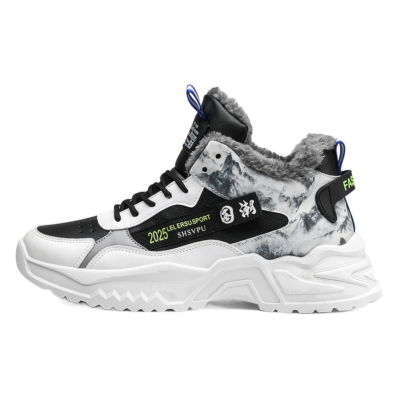 2025 Весенняя и осенняя мужская обувь новая дикастая толстая подошва модная дышащая повседневная спортивная добавка