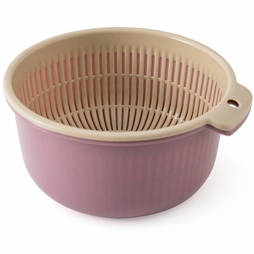 Huisi kitchen round water filter basket vegetable basket fruit and vegetable storage wash basket household double-layer drain basket drip basket