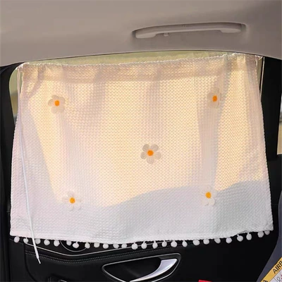 Cross-border wholesale car sun protection heat insulation sunshade children's cartoon suction cup side window car side block interior shading (Sun shade) - three-dimensional-five-small-flower-curtain-curtain