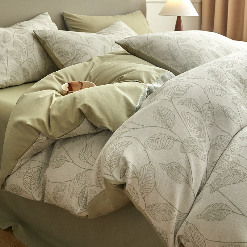 Una clase de madres y bebés Jacquard algodón puro cuatro piezas no impresa viento algodón desnudo cama