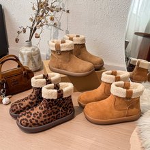 韩版秋冬季新款丑萌博肯毛毛短筒雪地靴女百搭保暖加绒加厚棉鞋