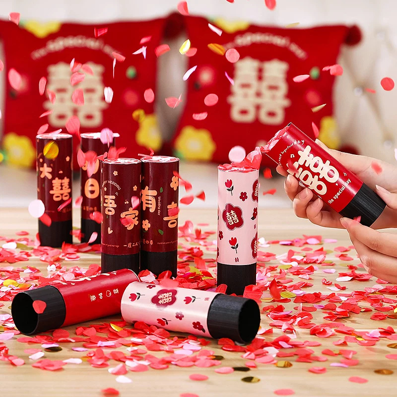 Suministros de la boda giro a mano tubo de fuegos artificiales boda atmósfera tubo de pulverización fiesta de cumpleaños foto lentejuelas pequeños fuegos artificiales al por mayor