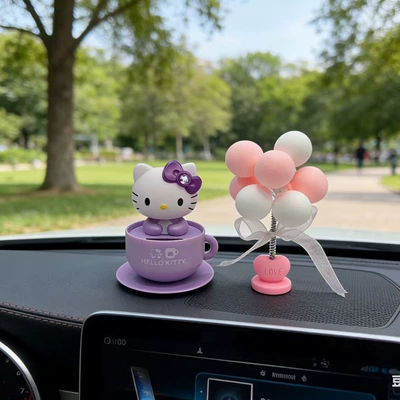 Car ornaments | Cute Nodding Kt Cat - purple-kt-cat-balloon