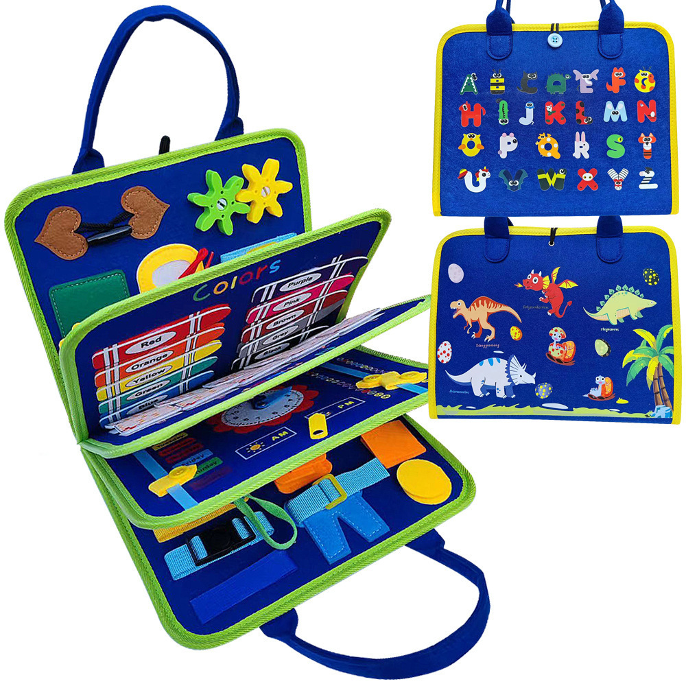Letras de dinosaurio transfronterizas DIY juguetes educativos de educación temprana para niños tablero ocupado tablero de aprendizaje de fieltro Junta de Educación Temprana Montessori