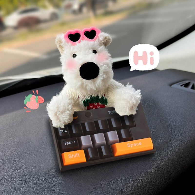 Tarjeta de estacionamiento temporal del automóvil lindo West Highland Puppy Keyboard Teléfono del automóvil Número de matrícula Decoración del automóvil Mover el automóvil