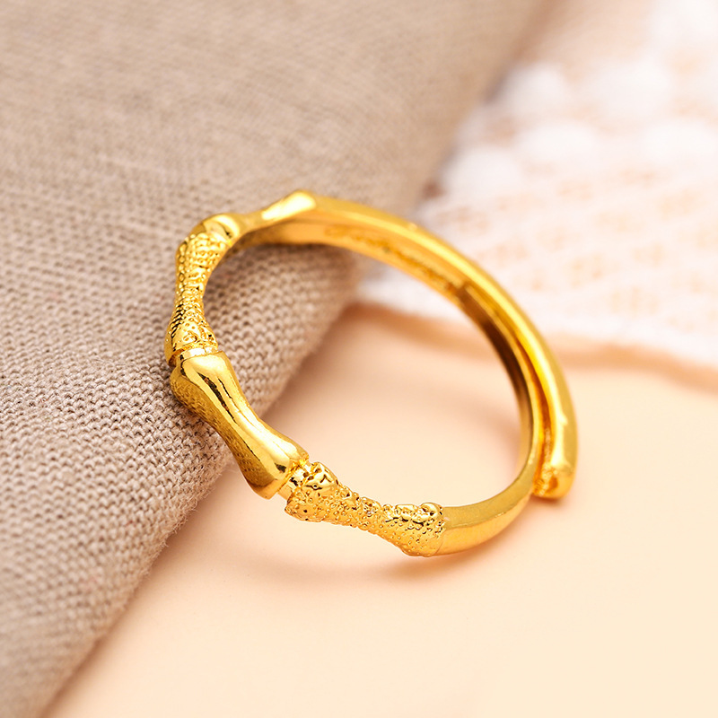 Bambu guldpläterad ring för kvinnor justerbar lyckoring_voghion.com