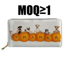 Thanksgiving感恩节女士钱包跨境热款来图印花手拿包拉链钱夹代发