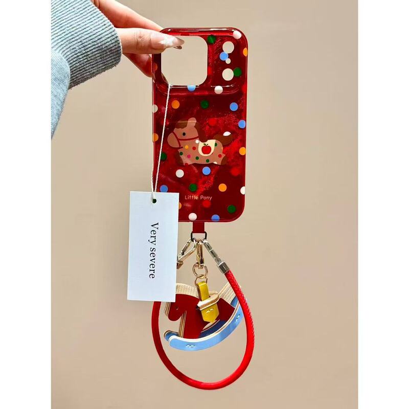 New Year Red Polka Dot Pony Pendant Hand Strap Suitable for Apple 17 Pro Max Phone Case 15 iPhone 16 New Year Red Polka Dot Pony Pendant Hand Strap Suitable for Apple 17 Pro Max Phone Case 15 iPhone 16