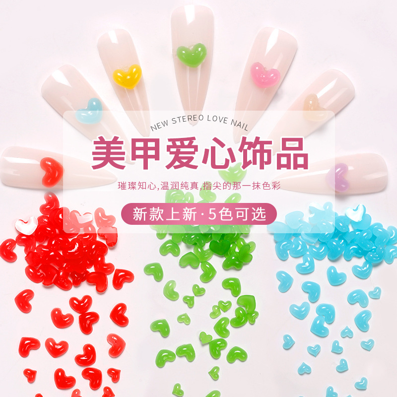 Nuevo amor perforación de uñas resina dulce perforación de uñas dulces perforación de uñas joyería perforación de uñas