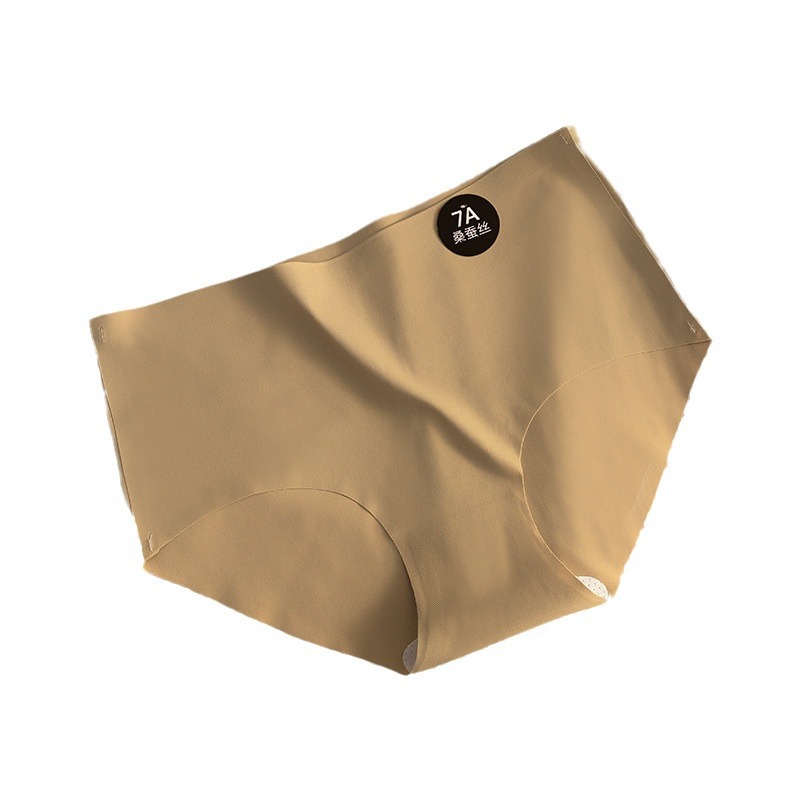 Kefei スポーツシームレス下着女性の夏抗菌ミッドウエスト非挟み込み 7a マルベリーシルクヨガブリーフ