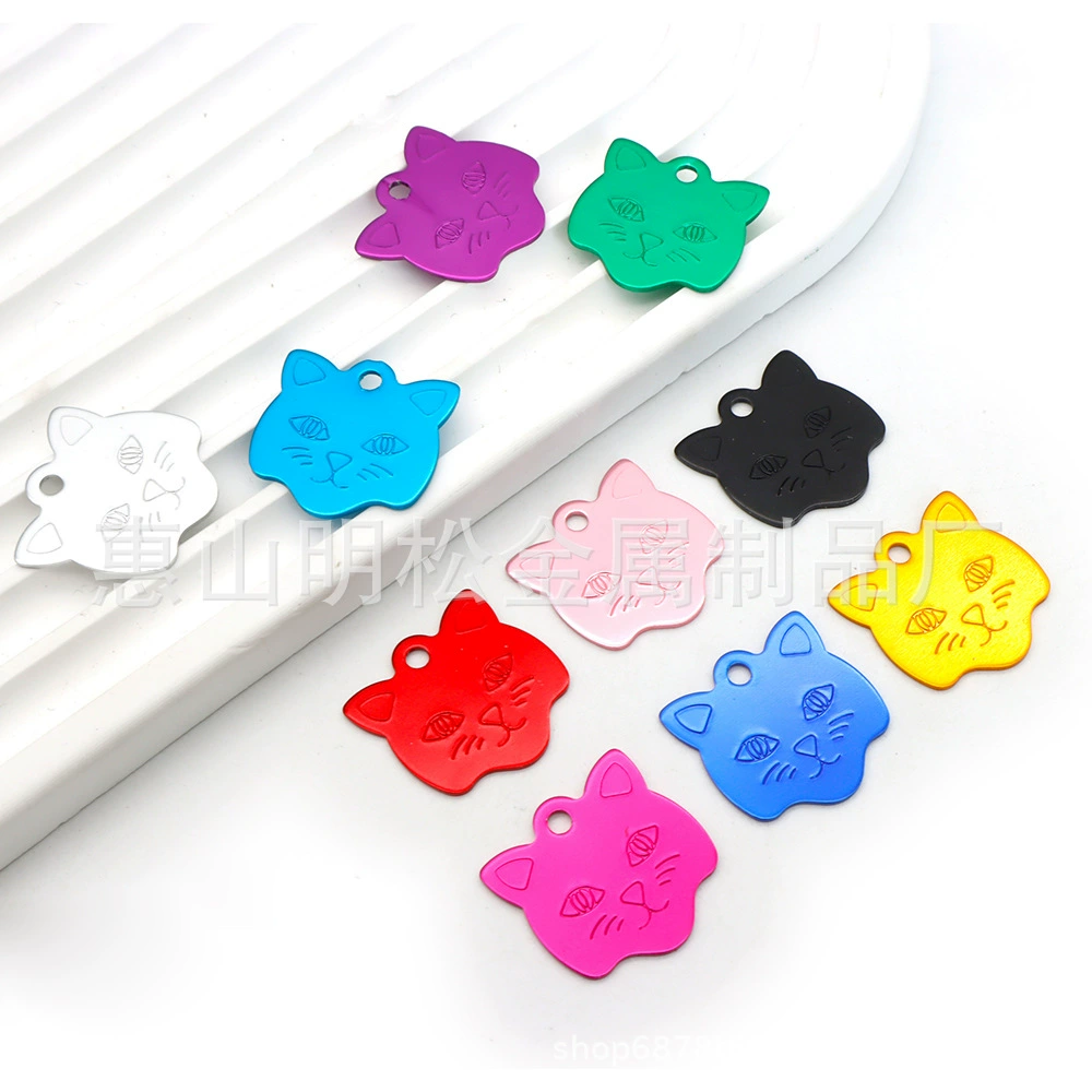 Бирка для кошек и собак, металлическая алюминиевая бирка, подвеска с лазерной гравировкой, подвеска на ошейник для домашних животных, аксессуары