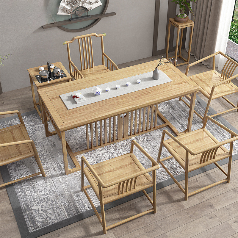 Mesa de té de madera sólida mesa de té lujosa nueva mesa de té china simple mesa de té de oficina integral
