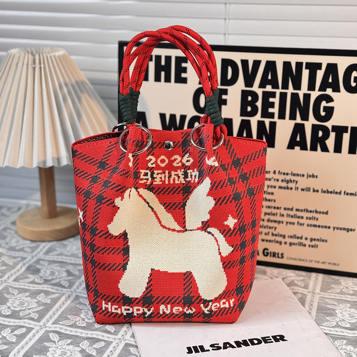 ニットハンドバッグ、ニッチデザインバケットバッグ、トートバッグ、ハンドバッグ、カジュアルで多用途なショルダーバッグ、ニットポータブルバッグ