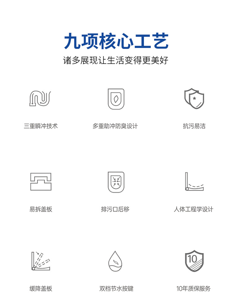 A small-sized, short 55cm toilet for small apartments, a silent and water-saving siphonic sitting toilet, and a toilet seat Specification drawing