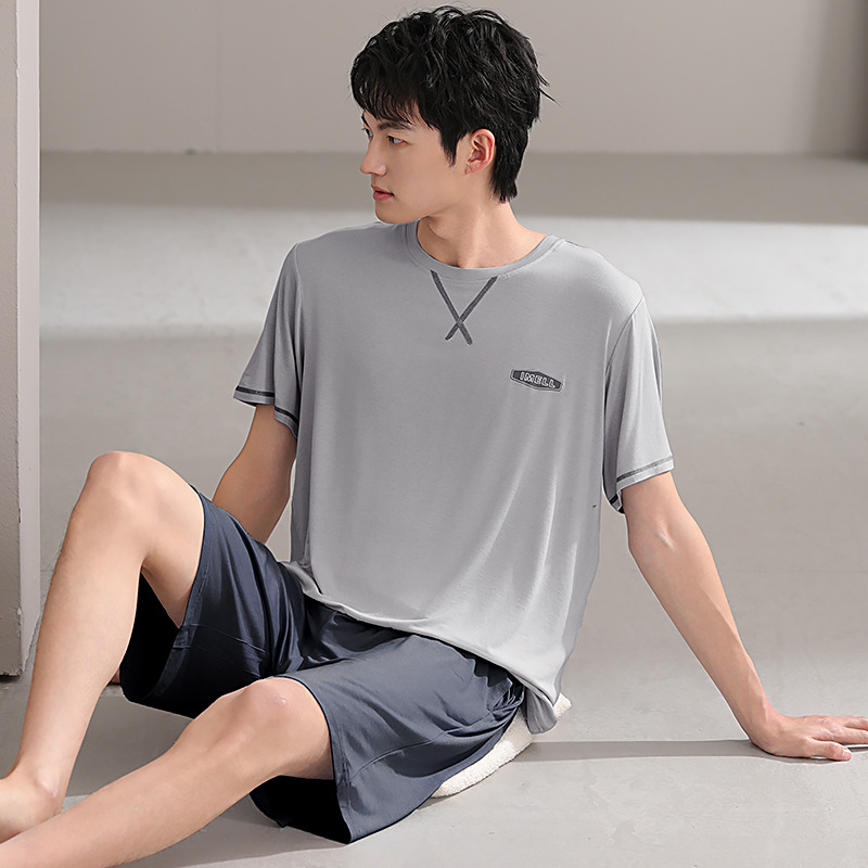 Pijamas de hombre modales, pantalones cortos de mangas cortas de verano, ropa delgada para el hogar juvenil, 2025 nuevo conjunto