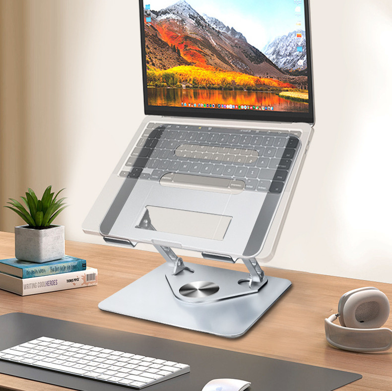 Laptop Stand Aluminum Alloy Computer Stand Folding Vertical 360 Degree Rotating Lift Cooling Rack Increased Base