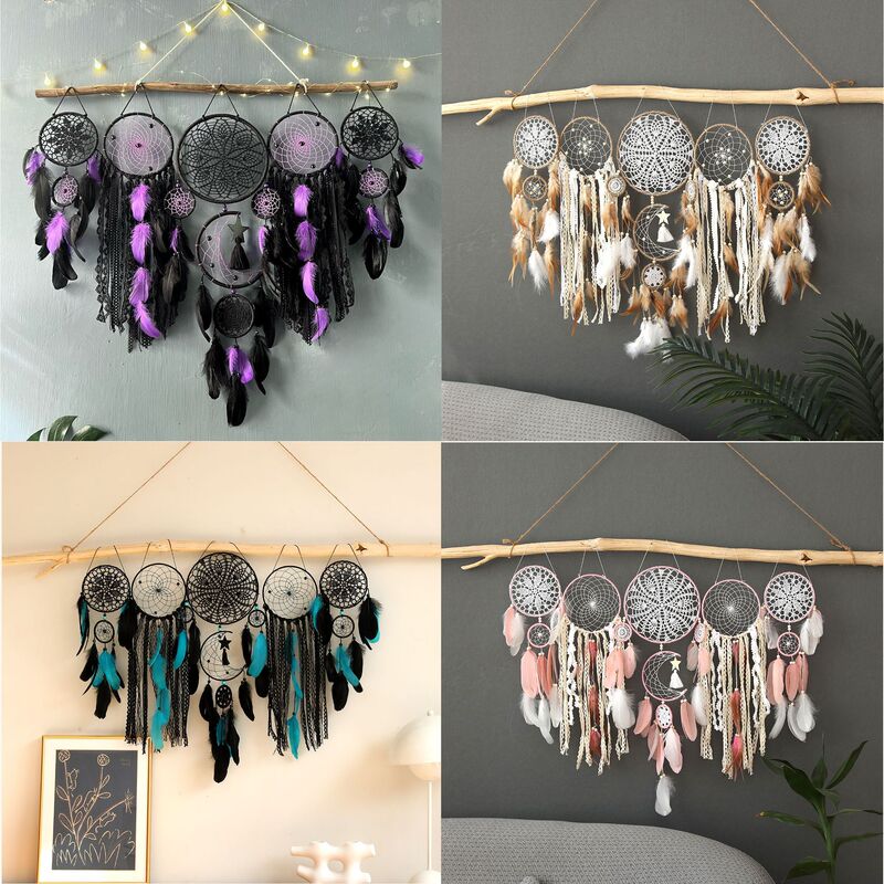 Cross-Border Best-Selling Large Dream Catcher Hanging Decoration, Feather Wind Chime Ornament, Bedroom Wall Decoration, Holiday Gift