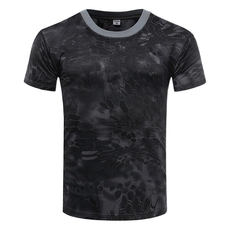 Summer camouflage quick-drying T-shirt desert python pattern unisex physical half sleeve four-color camouflage half sleeve military training T-shirt