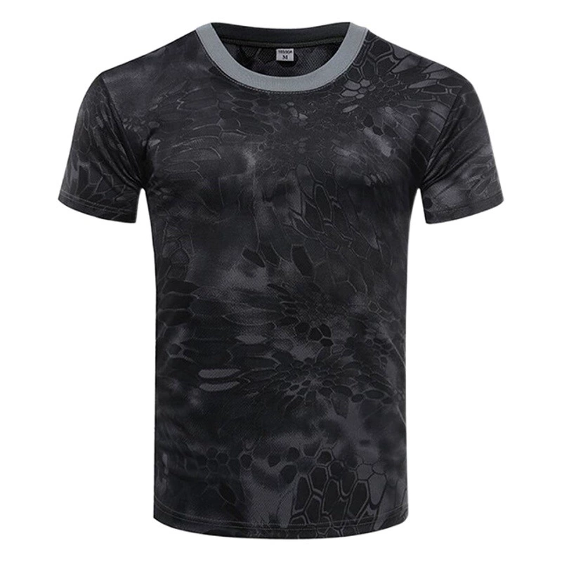 Летняя камуфляжная быстросохнущая футболка с рисунком пустынного питона, унисекс, физическая футболка с коротким рукавом, Четырехцветная камуфляжная футболка с коротким рукавом, военная тренировочная футболка