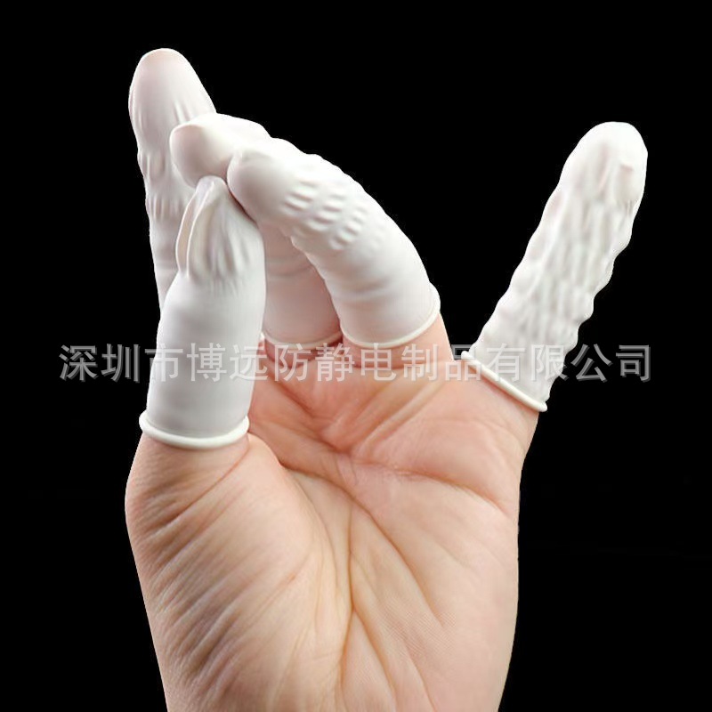 Guantes de goma blancos, guantes de látex gruesos, guantes delgados antipolvo, con borde enrollado, guantes de goma desechables de protección industrial para electrónica.
