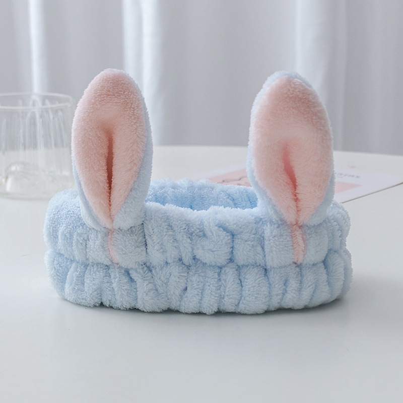 Nueva celebridad de Internet Corea del Sur cara máscara maquillaje lindo orejas conejo felpa banda pelo borde ancho