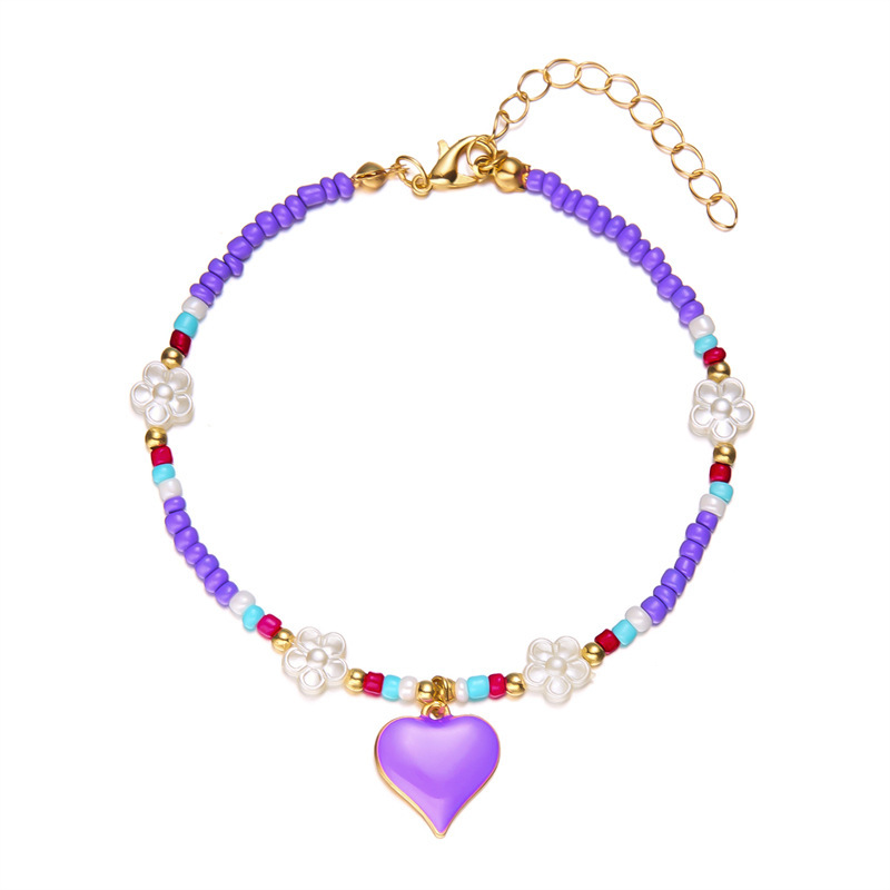 8g Weight Anklet Classification 1 Piece Quantity Holiday, Beach Occasion Seed Bead Material Heart Shape Pattern All Seasons Season Women's Gender Simple Style, Classic Style Style Wholesale Jewelry Simple Style Classic Style Heart Shape Seed Bead Anklet 4