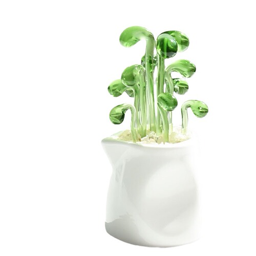 Zibo glass art piece Baoshan succulent bean sprout pot plant cactus bellflower artificial plant crystal glass creative