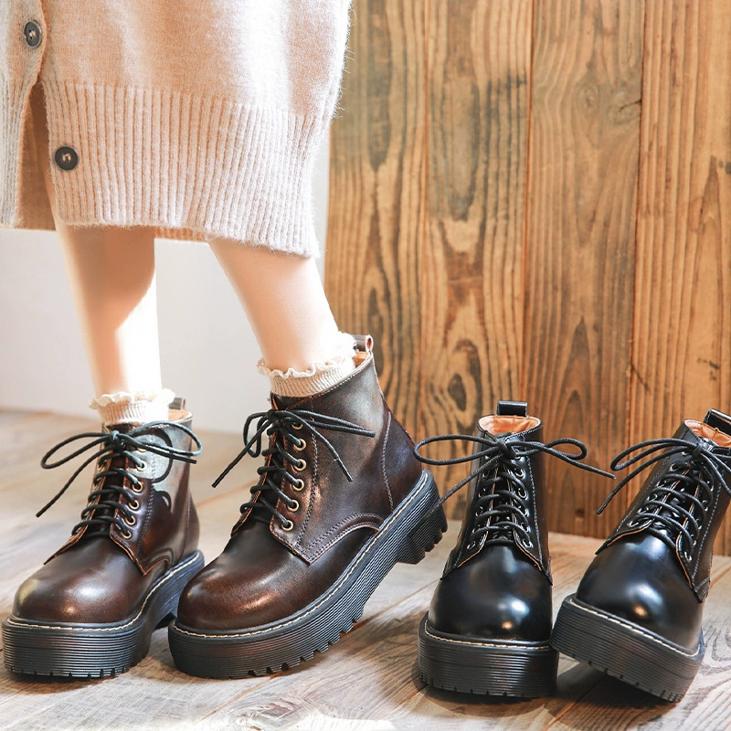 Заказ ~ осень и зима Новые ретро-сапоги на платформе, Ботинки Martin в стиле преппи, модные женские сапоги в японском стиле