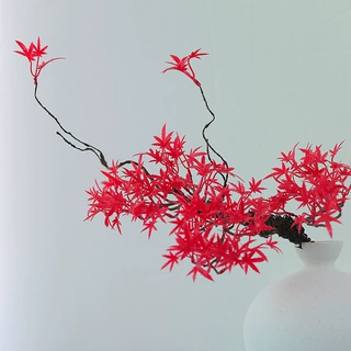 定制 仿真红枫叶假枯枝新中式装饰叶子干花摆件室内盆栽景观造景