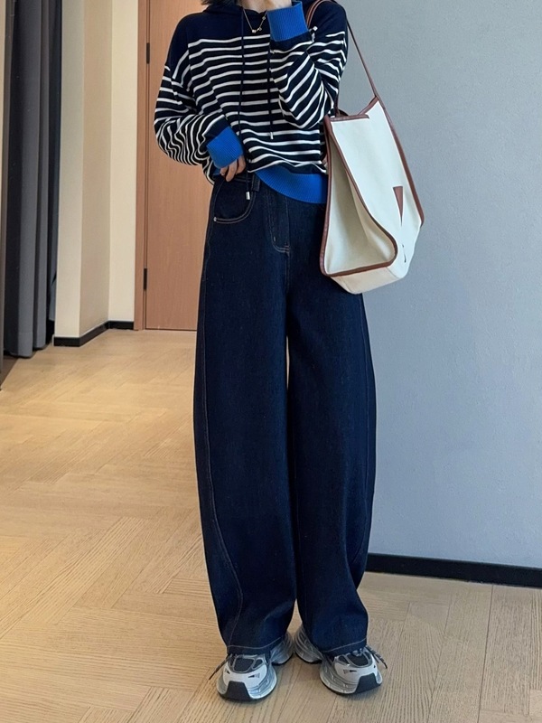 修饰腿型柔软舒适有筋骨高腰显瘦休闲弯刀牛仔裤女2025秋G091306|undefined