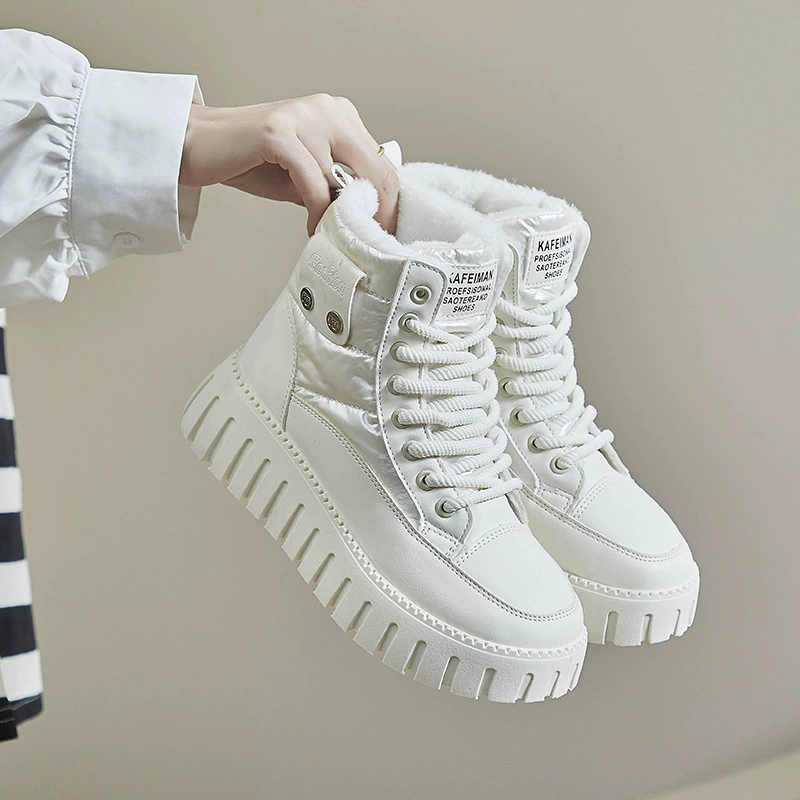 Плюс бархат высокие снежные сапоги женский 2024 зимний новый зонтик ткань корейская версия теплой повседневной обуви хлопчатобумажная обувь