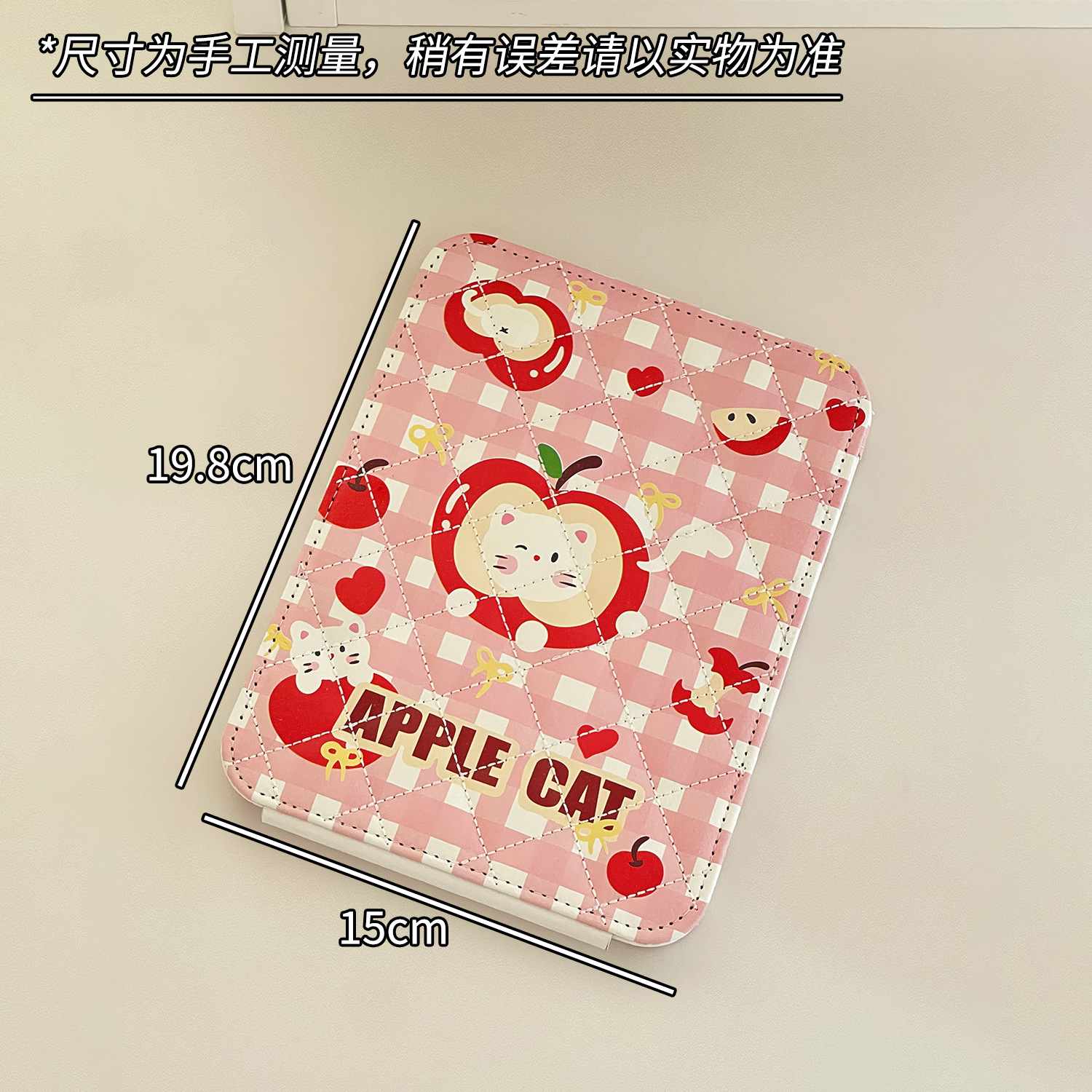 Espejo de maquillaje plegable de escritorio, tocador, tapa abatible, espejo pequeño de alta definición, espejo de maquillaje lindo portátil para mujer