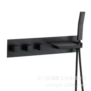 全铜暗装预埋入墙出式恒温瀑布淋浴花洒浴缸边水龙头