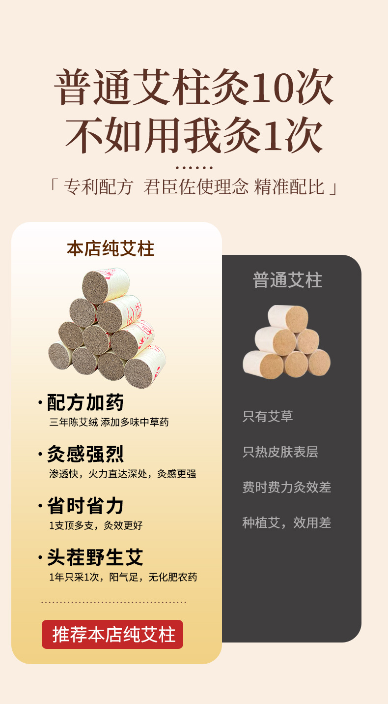 Moxa Sticks Ai Zhu Moxibustion Columns with Mugwort and Safflower for Home Warming Use 54 Count Box key features