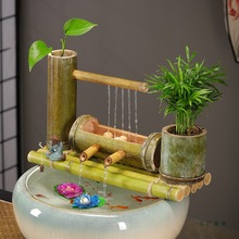 流水摆件循环水鱼缸造景过滤器竹子水循环喷泉景观庭院水景装饰品