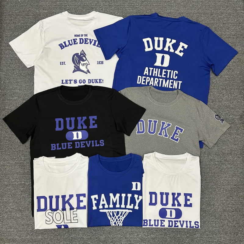 Guangzhou Yiide Clothing Factory's New American-Style Duke Basketball Pure Cotton Short-Sleeve Men's North Carolina University Training Shirt for Fitness