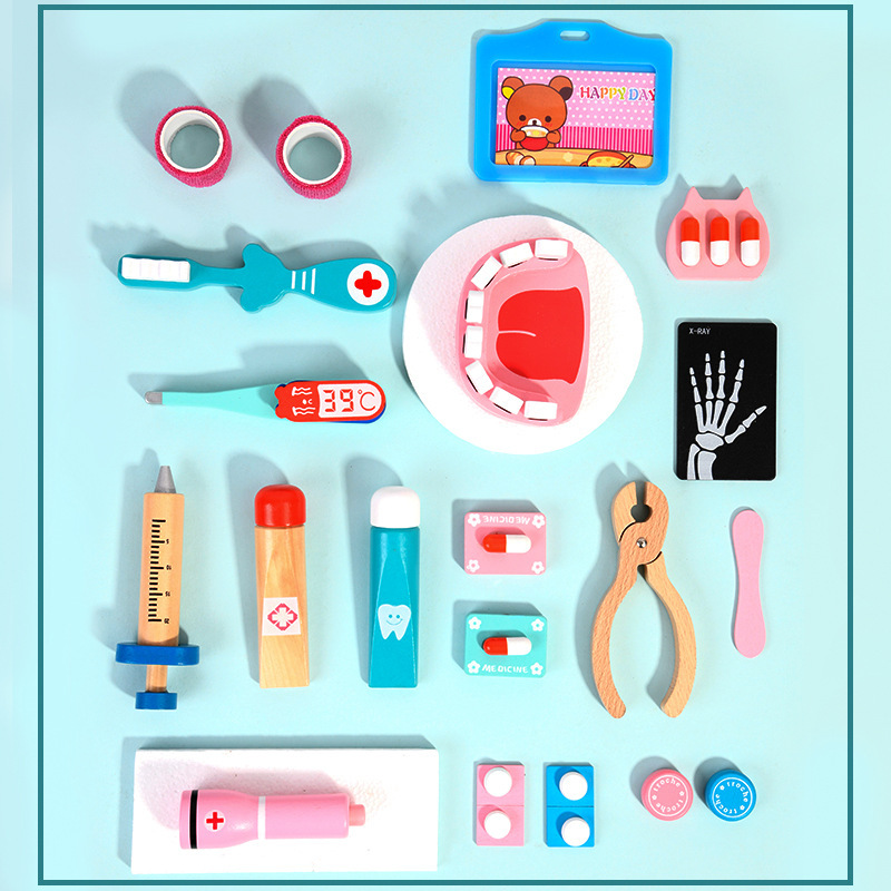 Simulación de los niños pequeño doctor bebé casa juego juguete de madera traje niños y niñas inyección juguete regalo