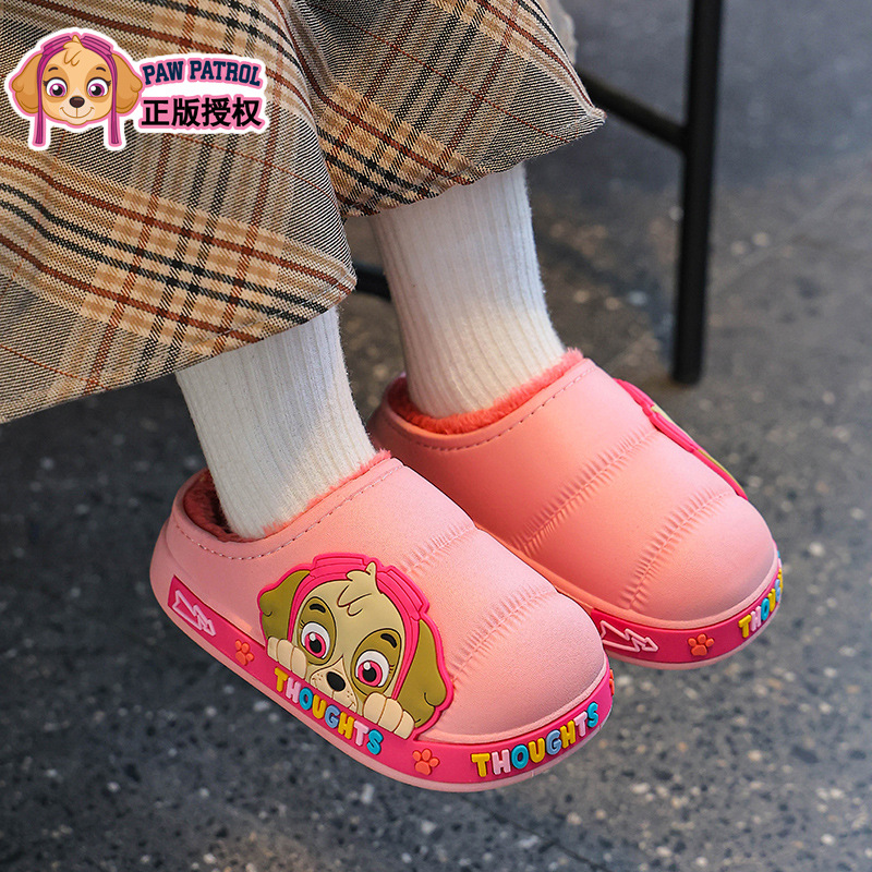 Invierno, zapatillas de algodón para niños, niños y niñas, calentamiento, zapatos de algodón impermeables para niños y medianos.
