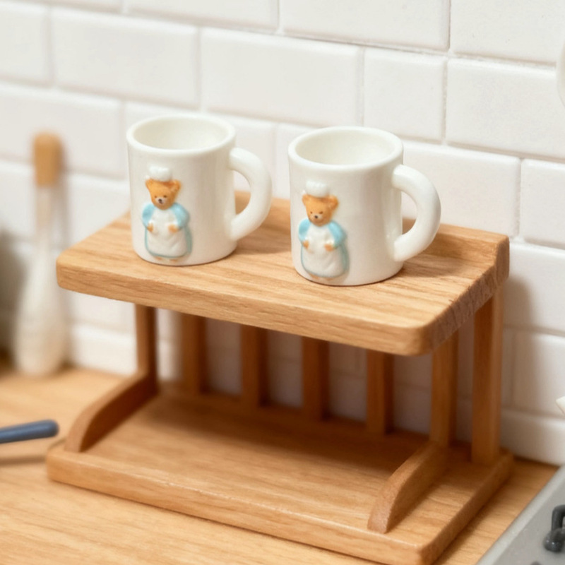 Retro Mini Dollhouse Cup Retro European Bear Mug DIY Accessories, Dollhouse Accessories