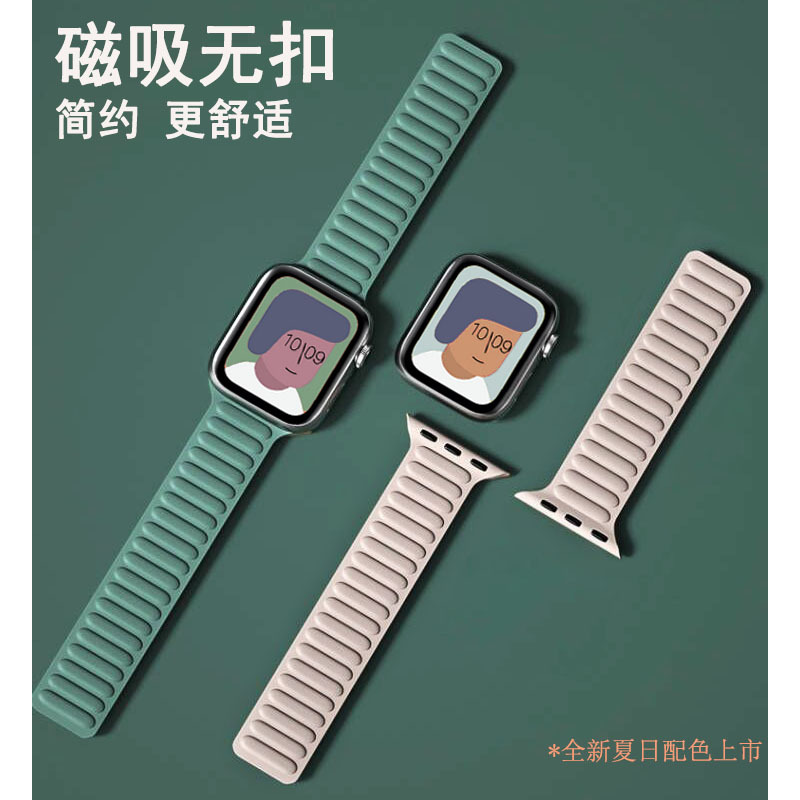表带iwatch手表表带波纹硅胶磁吸链式详情2